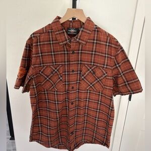 Harley-Davidson Rust Plaid Short Sleeve Button-Down Shirt